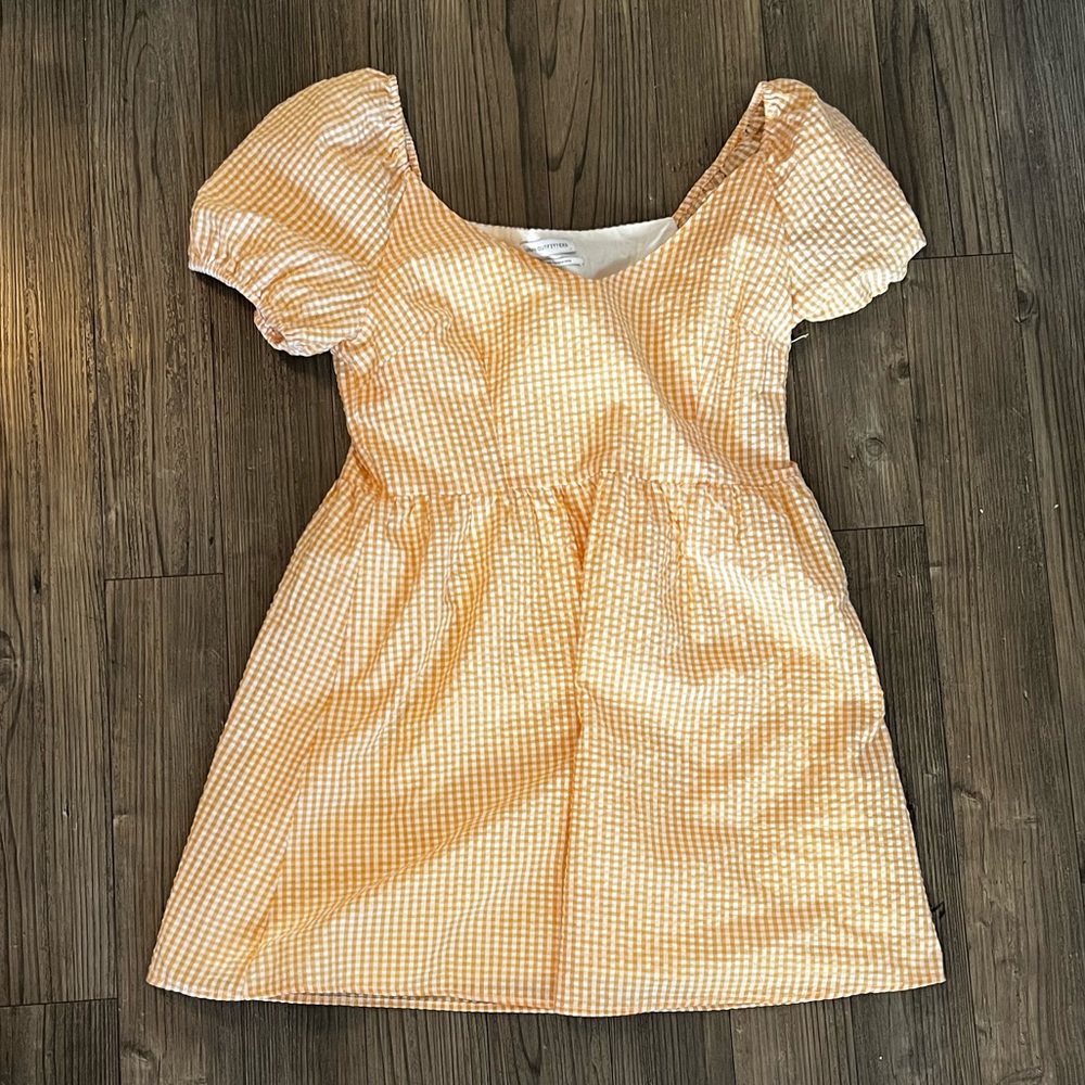 Cottage Core Orange Gingham Dress